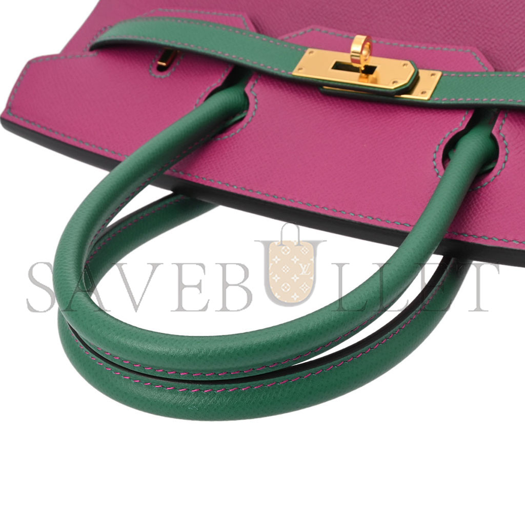 HERMÈS MASTER BIRKIN 30 EPSOM ROSE PURPLE WITH VELVET GREEN GOLD BUCKLE 618740 (30*23*15cm)